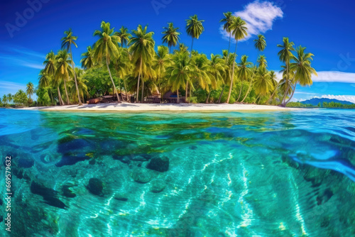 A tropical beach with palmtrees