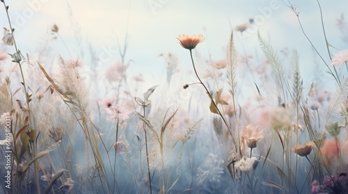 A painting of a field of wild flowers photo