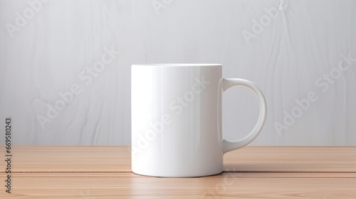 mockup, textless, white porcelain coffee mug, copy space, 16:9