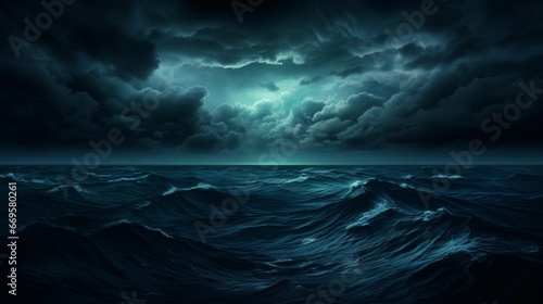 Obraz na płótnie A painting of a stormy sea under a cloudy sky