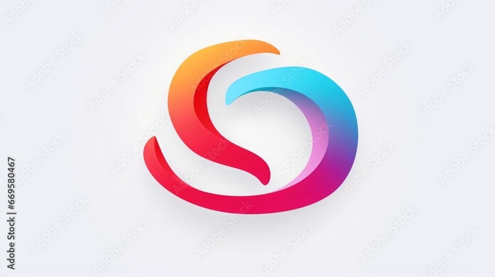 Fototapeta premium colorful minimalist logo white background letter “s”, copy space, 16:9