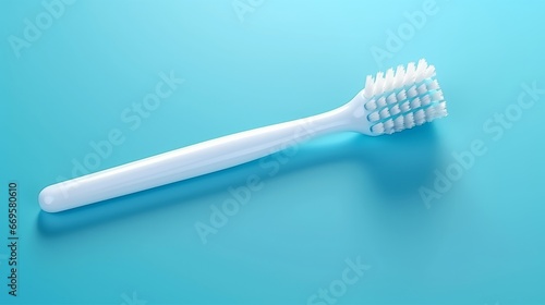 A close up of a toothbrush on a blue background