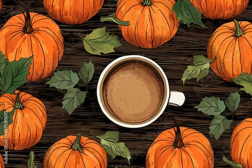 Drink autumn coffee pumpkin cup fall