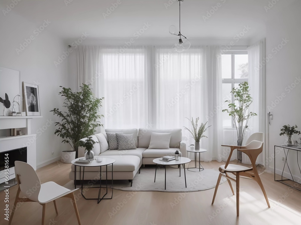 Fototapeta premium Chic Scandi Soiree: Dive into Luxury with This Glamorous New Year's Eve Bash Ready Apartment!