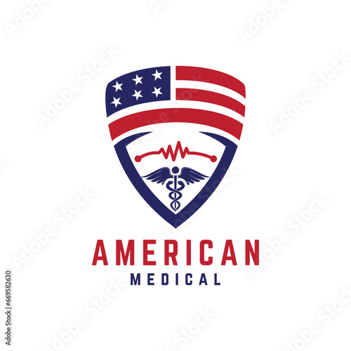 American Medical logo design concept for healthcare service