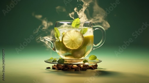 Cup of hot tea . Tea concept with a copy space.