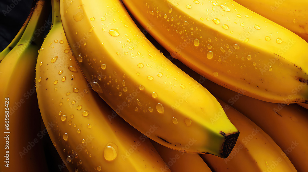 close up of banana water falling freshness fruit