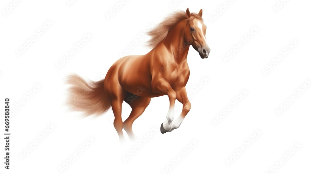 Obraz premium Horse run gallop on white background