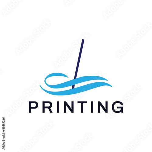 printing press logo design vector
