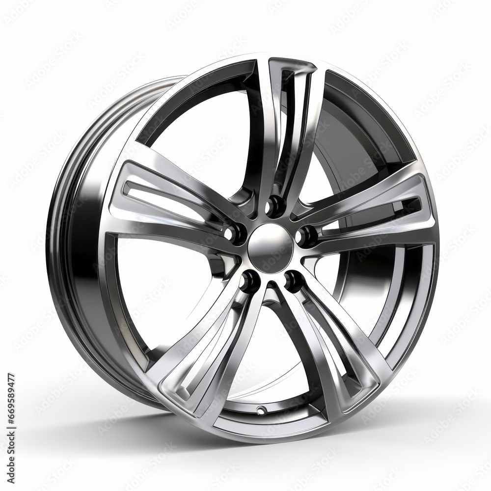 Obraz premium Steel alloy car disc on a white background