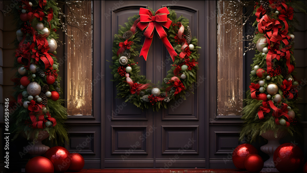 christmas wreath on the door house christmas wreath on the door house