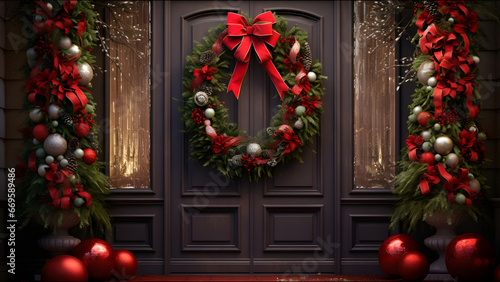 christmas wreath on the door house