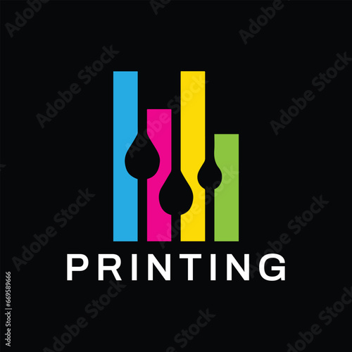 printing press logo design vector