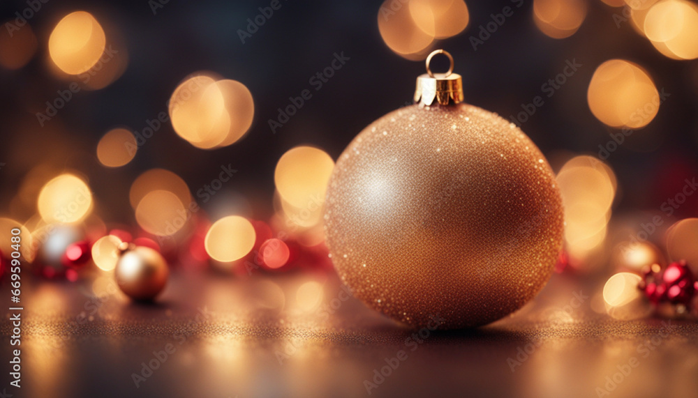 Golden and blue balls with bokeh lights on a green Christmas tree with cones, winter background for greeting card, atmosphere of cosiness and celebration Golden and blue balls with bokeh lights on a green Christmas tree with cones, winter background for greeting card, atmosphere of cosiness and celebration