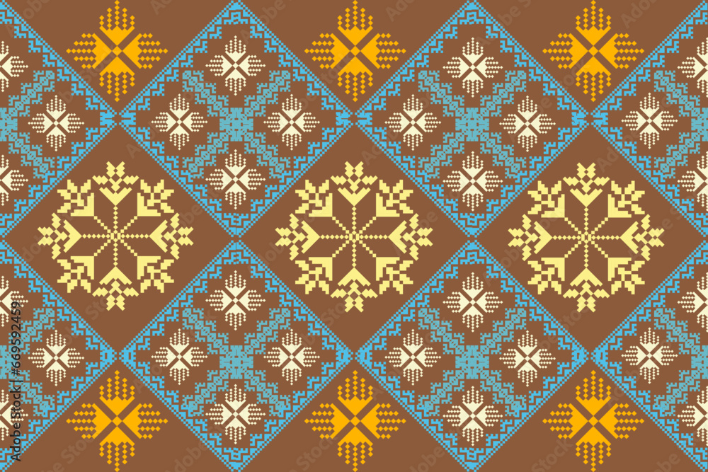 Traditional ethnic fabric pattern, seamless pattern design for textiles, rugs, wallpaper, clothing, sarong, scarf, batik, wrap, embroidery, print, background, vector illustration. christmas pattern