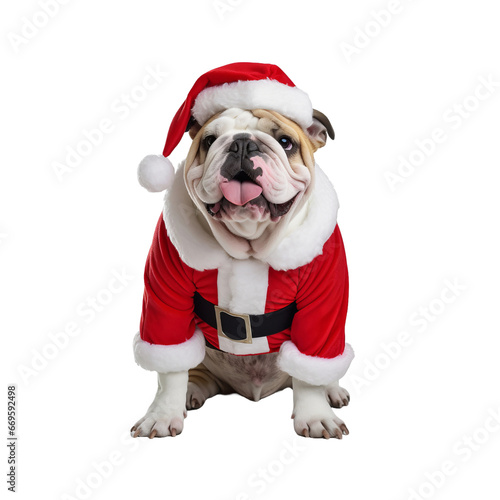 english bulldog dog puppy wearing santa claus costume hat © PawsomeStocks