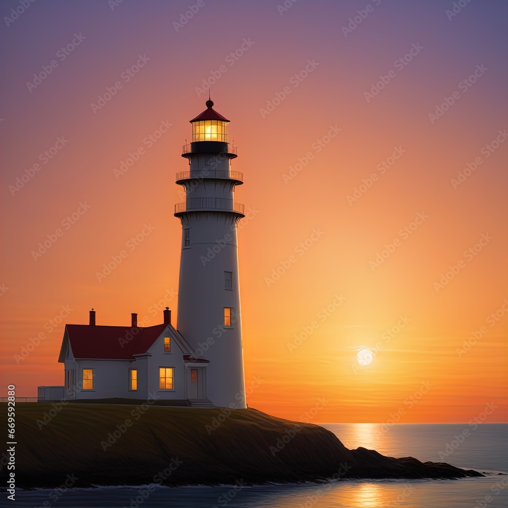 lighthouse at sunset time