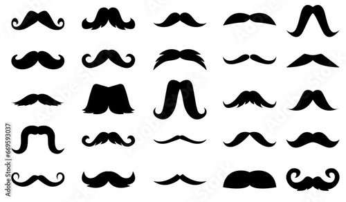 Photo Ensemble de différentes moustaches - Illustrations vectorielles éditables - Styl