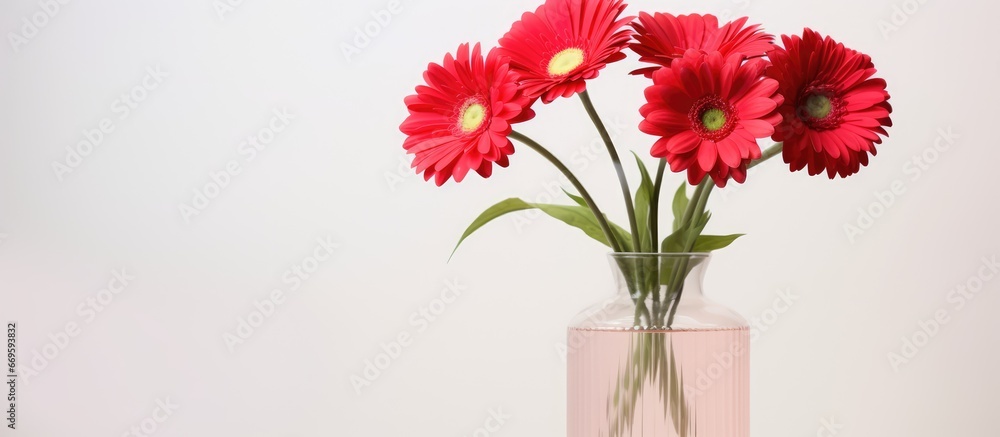 Isolated white background vase with Gerbera Isolated white background vase with Gerbera