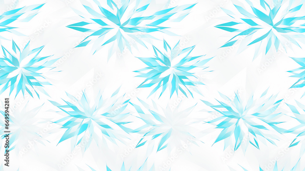 Fancy Christmas seamless background with large blue crystals of snowflakes.