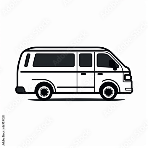 Minivan in cartoon, doodle style. 2d vector illustration in logo, icon style. AI Generative