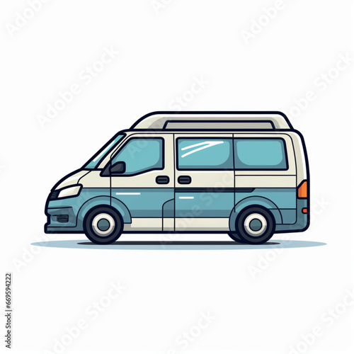 Minivan in cartoon  doodle style. 2d vector illustration in logo  icon style. AI Generative