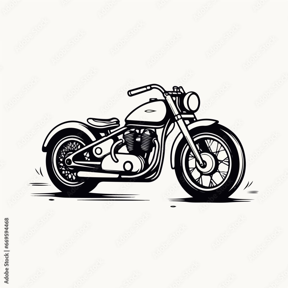Obraz premium Motorcycle in cartoon, doodle style. 2d vector illustration in logo, icon style. AI Generative