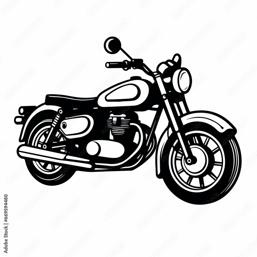 Fototapeta premium Motorcycle in cartoon, doodle style. 2d vector illustration in logo, icon style. AI Generative