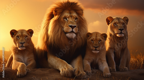 família de leõs na natureza  © Alexandre
