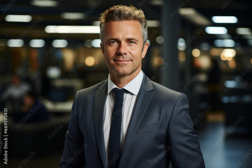 Happy successful middle aged business man ceo wearing suit standing in office. Smiling mature businessman professional executive manager looking away and thinking. Happy successful middle aged business man ceo wearing suit standing in office. Smiling mature businessman professional executive manager looking away and thinking.