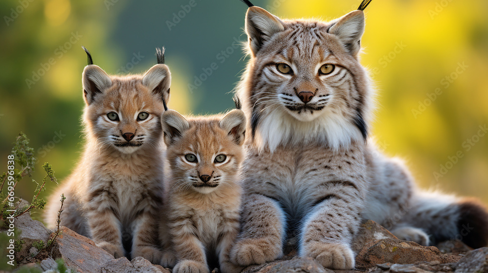 Obraz premium família de Lynxes