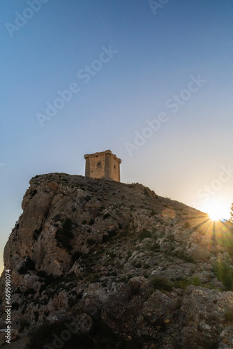 Landscape, Cocentaina castle on the hill at morning