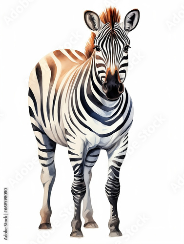Zebra isolated on white background  Generative AI