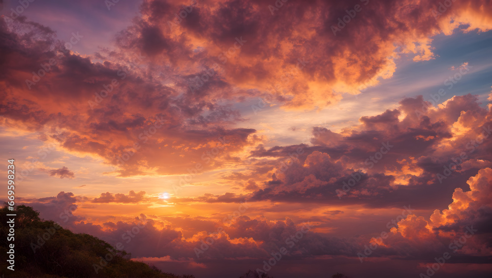 Fototapeta premium Beautiful dramatic clouds at sunset
