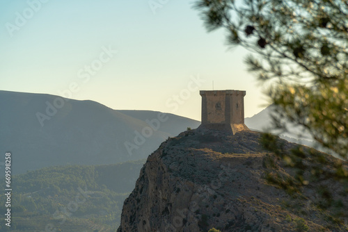 Landscape, Cocentaina castle on the hill at morning
