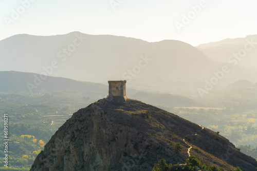 Landscape, Cocentaina castle on the hill at morning