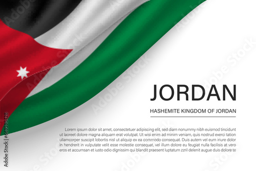 Jordan country realistic flag and text
