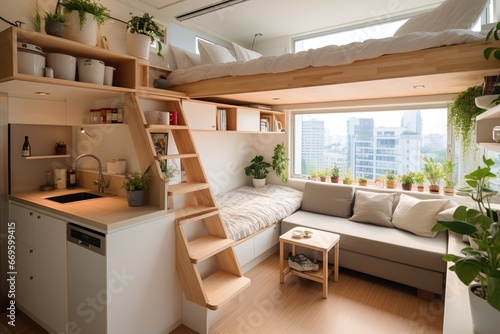 tiny apartment with space saving solutions  Interior design