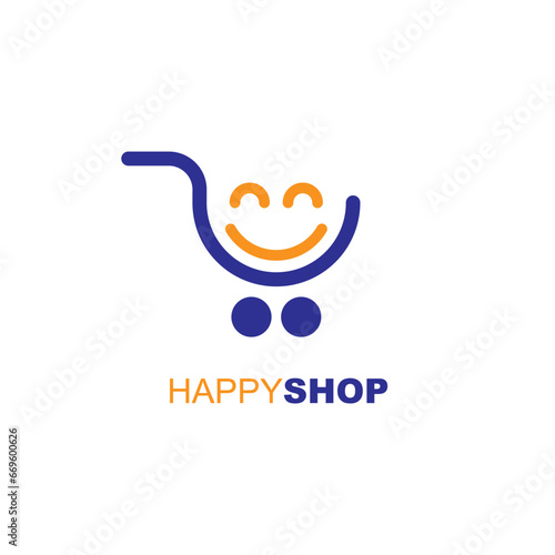 Happy shop logo symbol vector