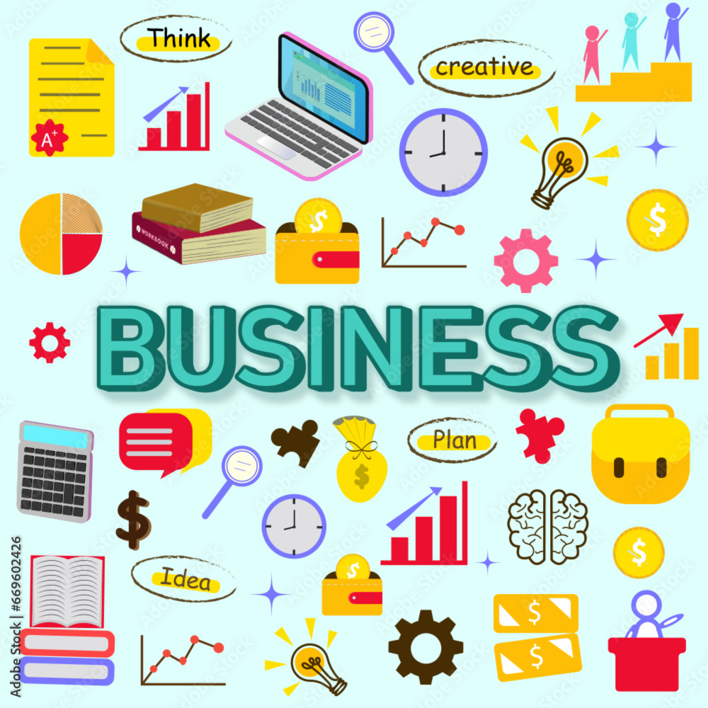 Hand drawing Business background doodle icon idea set Hand drawing Business background doodle icon idea set