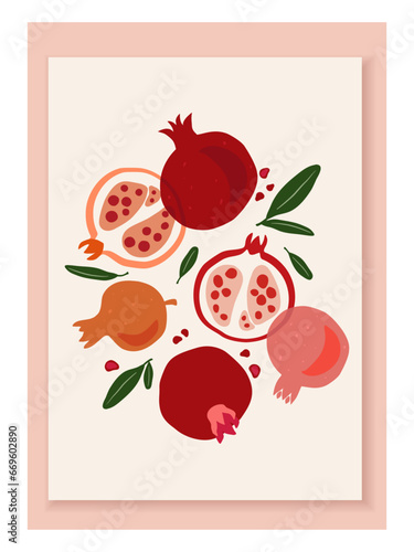 Pomegranate modern art. Vector design for posters, flyers, prints, covers and other uses.