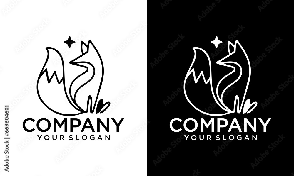 Simple squirrel logo in line art style. icon vector illustration