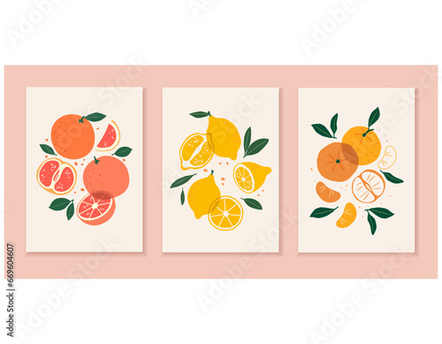 Collection of abstract fruits. Modern vector design for posters, flyers, prints, covers and other uses.