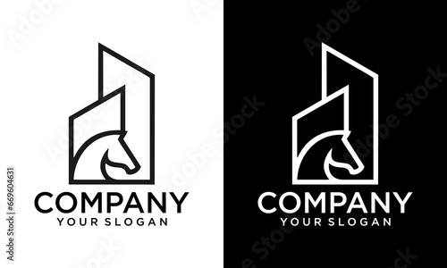 Vector linear icons and logo design elements - horse vector