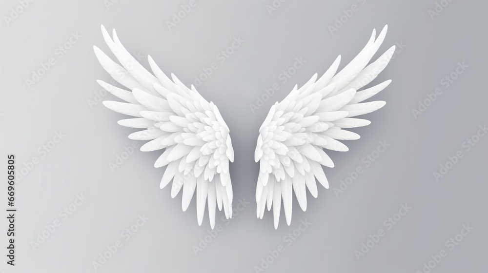 Fototapeta premium Realistic isolated angel wings with white feathers