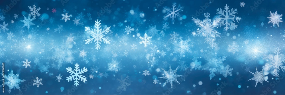 Blue Christmas Snowflake. Abstract Winter Wonderland with Snowflakes in Blue Christmas Background.
