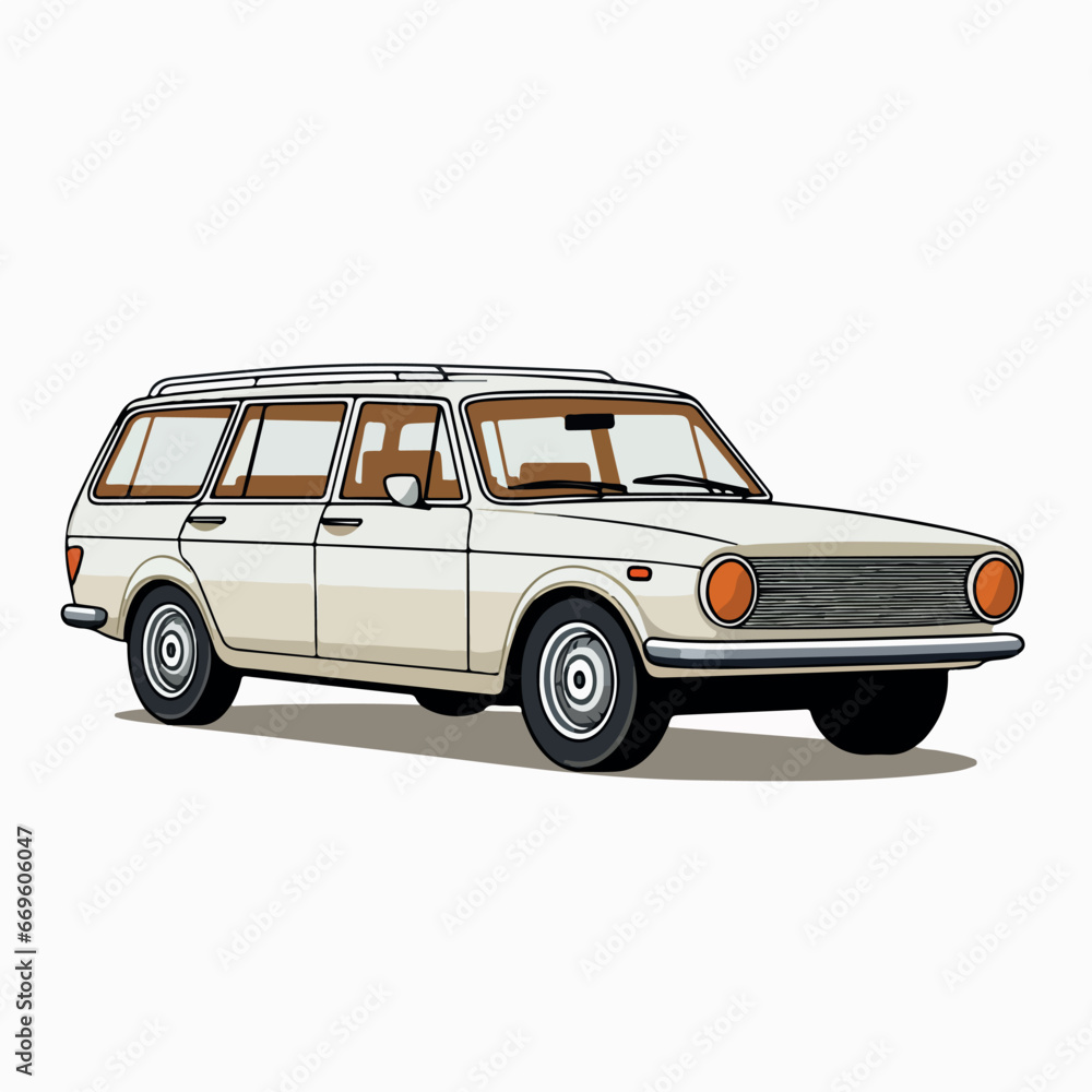Station Wagon Car in cartoon, doodle style. 2d vector illustration in logo, icon style. AI Generative