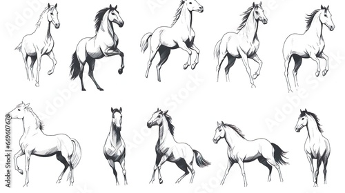 Set of hand drawn horse vector © Jodie