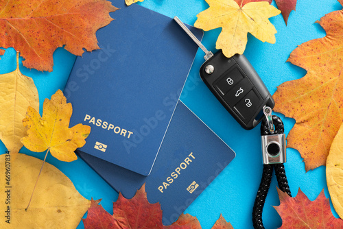 Traveling by car in autumn. Car rental in autumn. © Show_low