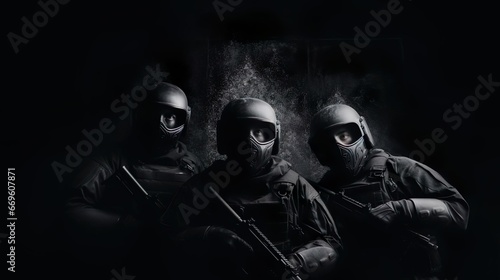 Portrait of a group of fighters of a special unit